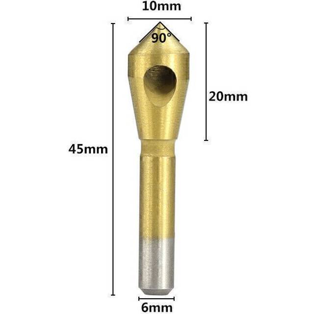 (  2-5) Countersink Deburring Drill Bit Chamfer Drill HSS Metal Taper Hole Ti-Coated