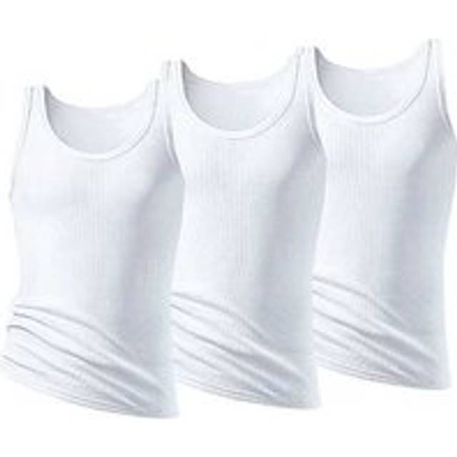 H.I.S Men's Pack of 3 Double Rib Tank Tops - Grey