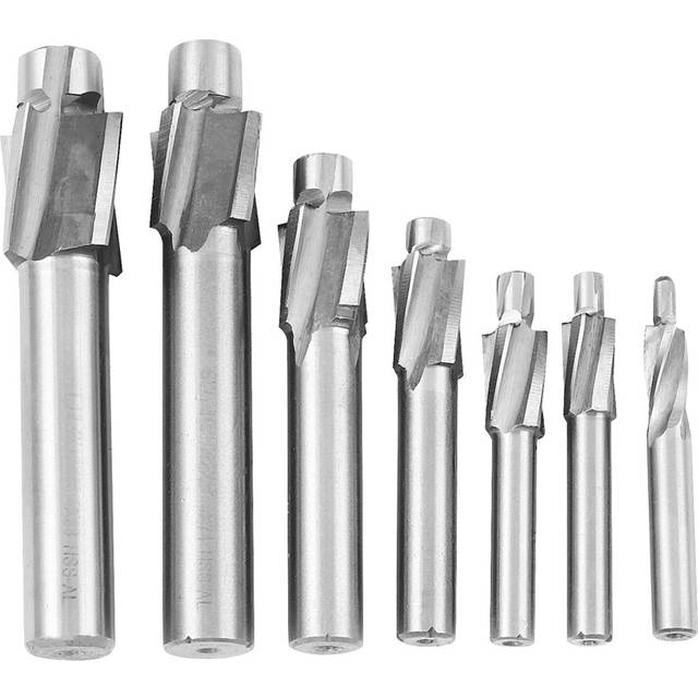 7Pcs M3-M12 Counterbore Milling Cutter High Speed Steel Pilot Slotting Tool End Mill Slot Drill Bit Set