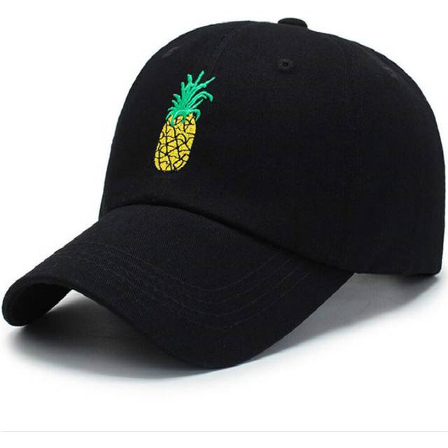 2PCS  Embroidered Pineapple Baseball Cap Hip Hop Fruit Cotton Dad Hat For Men Adjustable Male Snapback Hat Summer Women Sports Cap