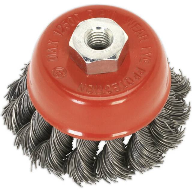 65mm Twisted Knot Wire Cup Brush Wheel - Steel Filaments - M14 x 2mm Thread