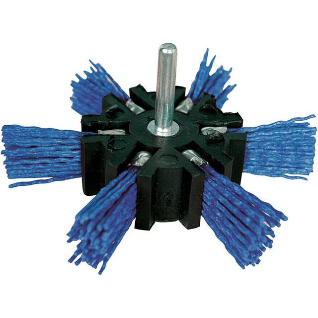 100mm FINE Rotary Nylon Filament Flap Wheel Brush 6mm Power Drill Shank NO SPARK