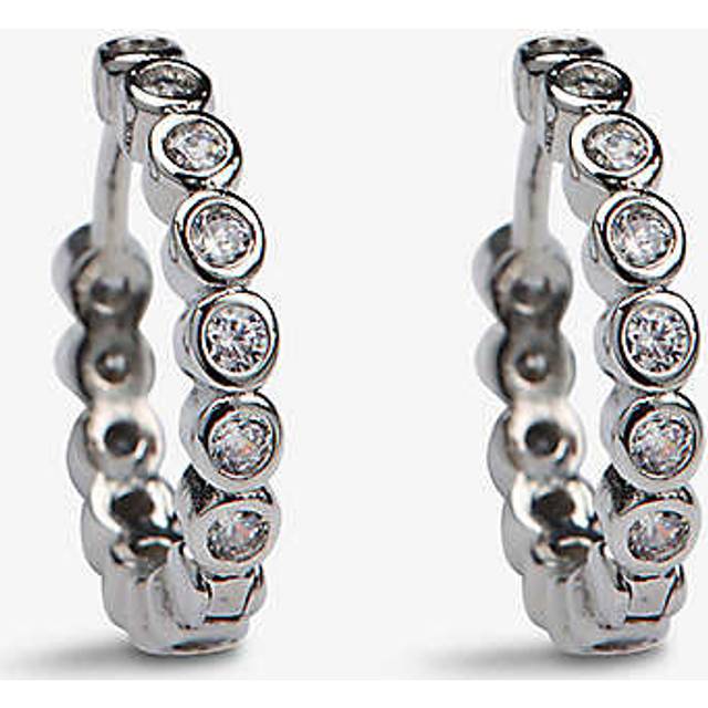 The White Company Womens Platinum Platinum-plated Brass and Zirconia Huggie Earrings 1 Size - PLATINUM