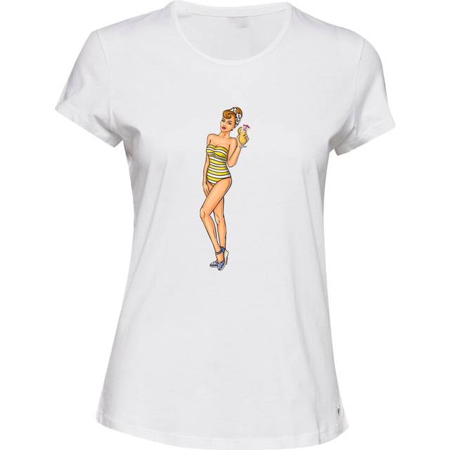 (2XL) Bikini Retro Style Girl Female Cartoon Pop White Ladies Women T Shirt Tee Top
