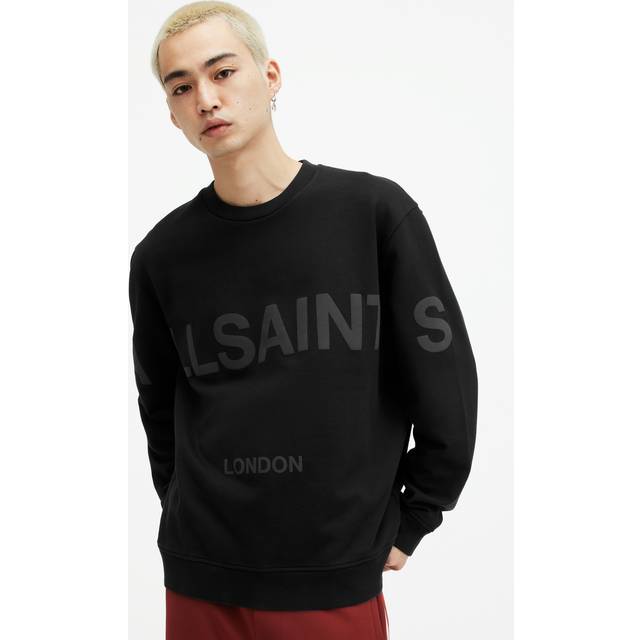 AllSaints Biggy Organic Cotton Crew Neck Sweatshirt, Jet Black