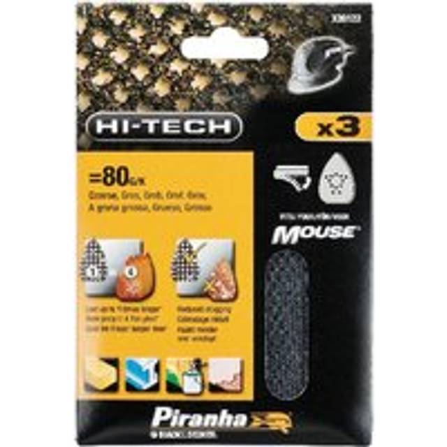 Black and Decker Piranha Hi Tech Quick Fit Mesh Mouse Sanding Sheets Assorted Grit Pack of 3