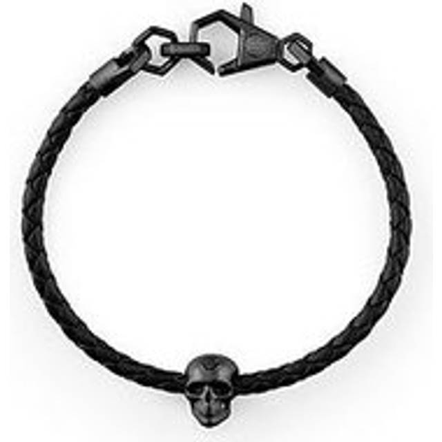 Philipp Plein FRIENDSHIP SKULL IP Black BLACK leather bracelet, One Colour, Women