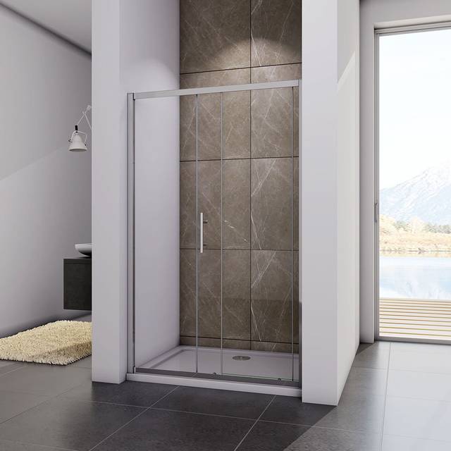 Giffin Sliding Rectangular Shower Enclosure with Tray - 1850 x 1100 mm - Polished Chrome (185cm H X 110cm W)