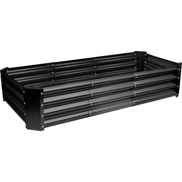 Harbour Housewares Rectangle Galvanised Steel Raised Garden Bed - 180cm x 90cm - Anthracite, Black