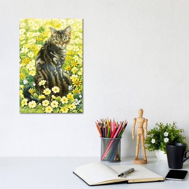 Octopussy in Spring Flowers by Ivory Cats - Wrapped Canvas Graphic Art (20.32 cm H x 30.48 cm W)
