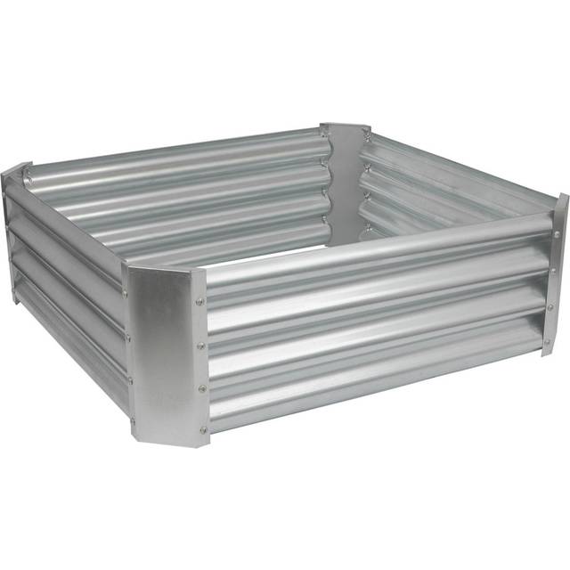 90cm x 90cm Square Galvanised Steel Raised Garden Bed - Silver