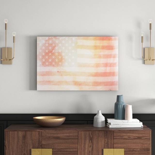 French Fine Art Tree Graphic Art Wrapped on Canvas - Orange (76 cm H x 112 cm W x 4 cm D)
