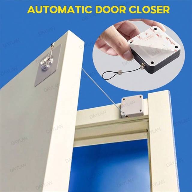 SHEIN 500-1200g No-drilling Automatic Door Closer, Pull-type, Punch-free, Buffered, Pull Rope Type, Auto Door Closer