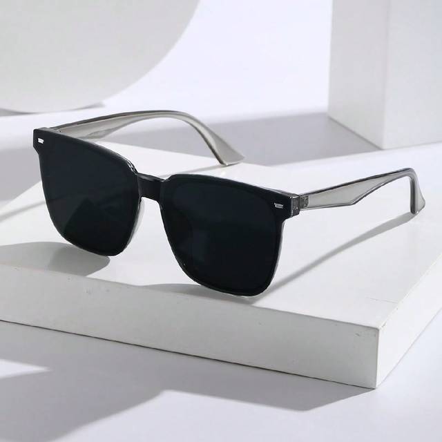SHEIN 1pc Men Square Plastic Frame Fashion Glasses For Travel Driving Fishing Accessories Beach Accessories Glasses Shades Looks Street Style And Suit For S