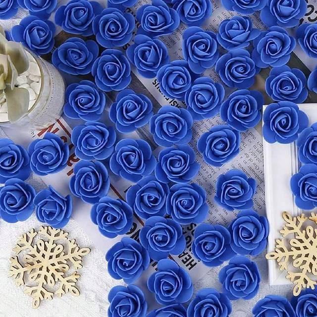 SHEIN 50 Pcs Royal Blue Foam Flowers Roses