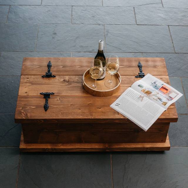 Barnsdall Solid Wood Rustic Chest Coffee Table - Rugger Brown (33cm H x 70cm W x 60cm D)