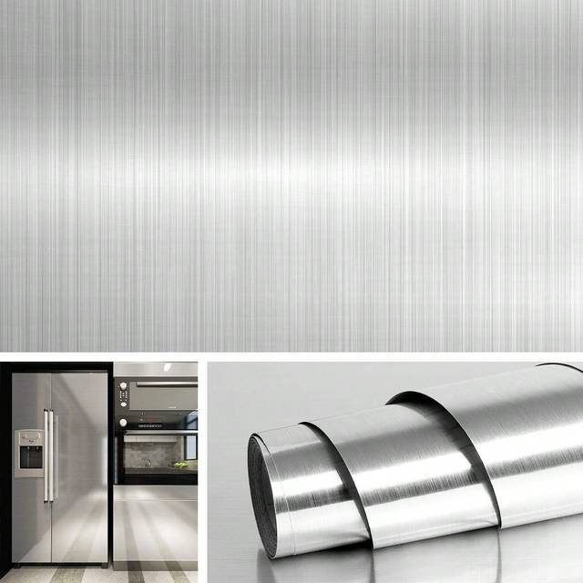 SHEIN 1 Roll Of Solid Color Aluminum Foil Self-Adhesive Wallpaper Stainless Steel Thickened Waterproof And Boisture-Proof Easy To Clean Peel And Leave CCont