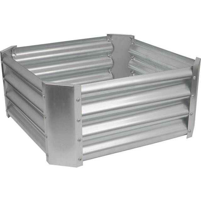 60cm x 60cm Square Galvanised Steel Raised Garden Bed - Silver