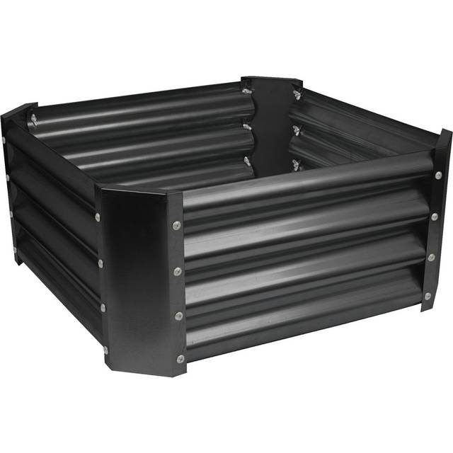 Harbour Housewares Square Galvanised Steel Raised Garden Bed - 60cm x 60cm - Anthracite, Black