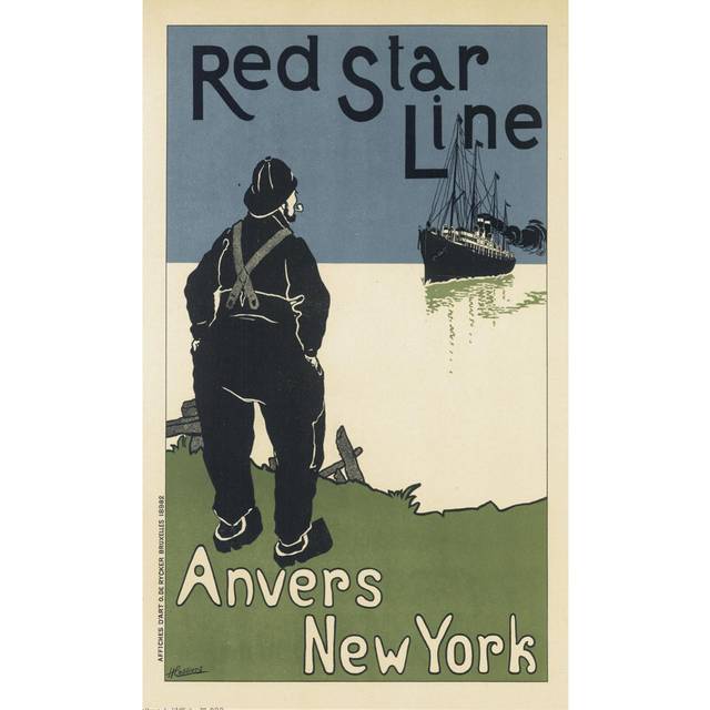 Red Star Line Advertising Poster (90cm H x 60cm W x 1cm D)