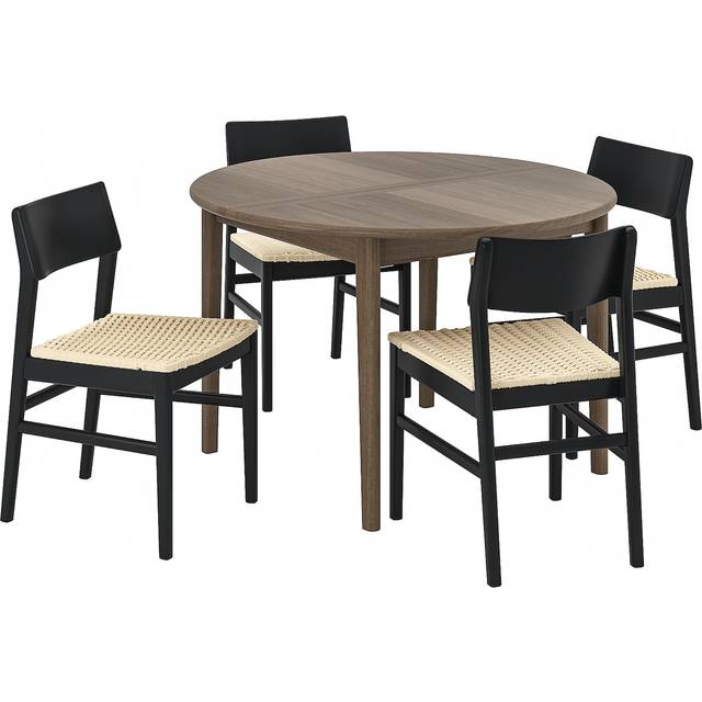 SKANSNÄS / SKANSNÄS bord och 4 stolar, brun bok/svart bok, 115/170 cm