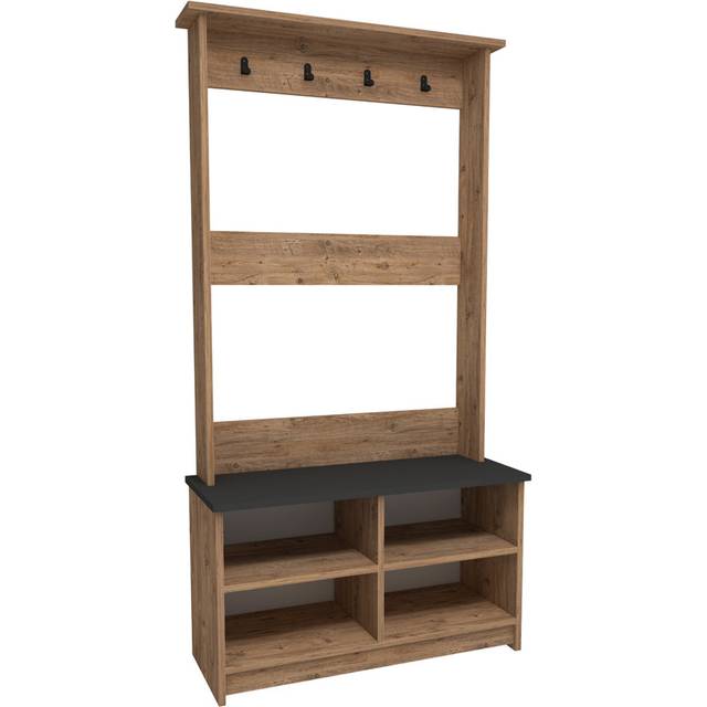 Shoe Storage Hall Tree with Lakay - Anthracite (173.6cm H X 90cm W X 35cm D)