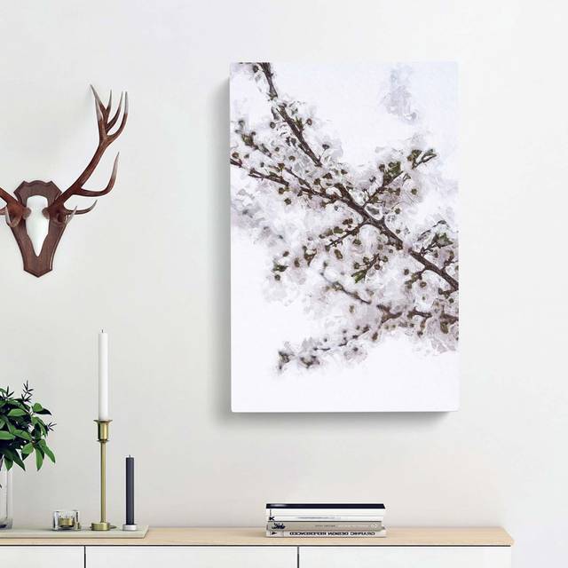 Branch of a White Cherry Blossom Tree - Wrapped Canvas Painting Print (76cm H x 50cm W x 3cm D)