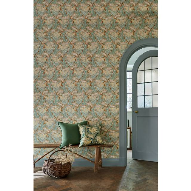 Morris & Co Tapete Laceflower - Garden Green/ Lagoon - blue