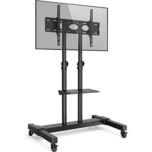 "RFIVER Tall Mobile TV Stand on Wheels Castors for most 32""-80"" Flat Curved TVs, Rolling TV Trolley, Height Adjustable TV Cart, max VESA 600x400mm"