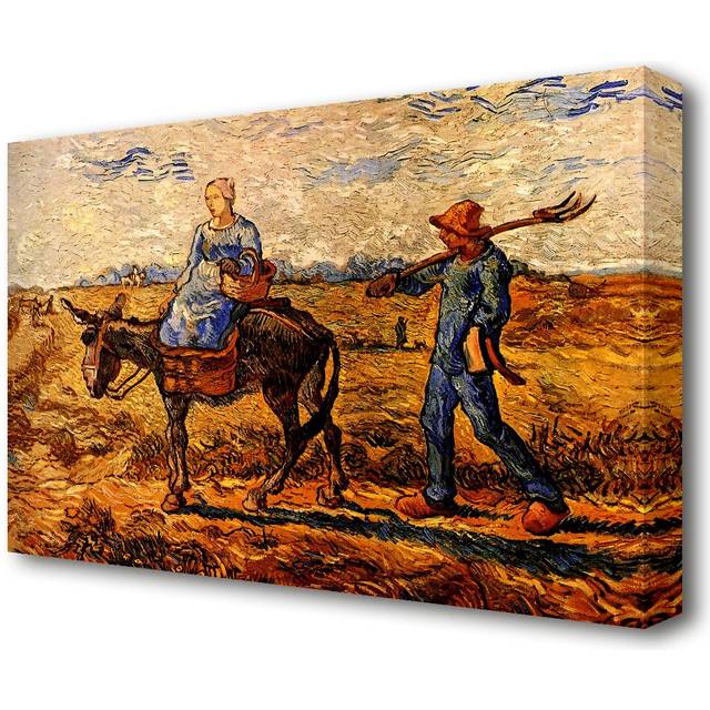 'Morning Peasant Couple Going To Work' by Vincent Van Gogh Oil Painting Print on Wrapped Canvas (35.6 cm H x 50.8 cm W)