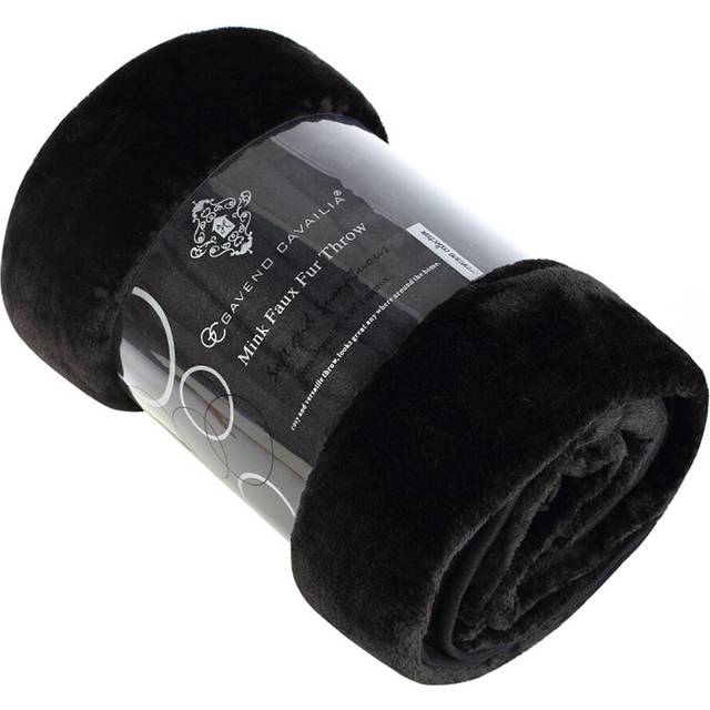 Mink Faux Fur Blanket - Black (W150 x L200cm)