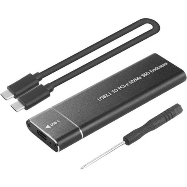 USB 3.1 Type-C M.2 NVMe SSD Enclosure Aluminum Alloy 10Gbps M Key PCI-E Solid State Disk Case Box Caddy Support 2242 2260 2280 - Black C to C