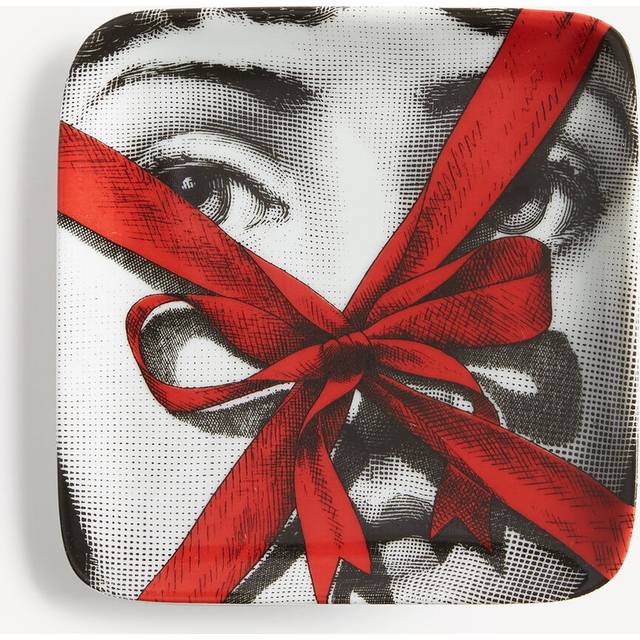 FORNASETTI Ashtray Gift white/black/red - 100% porcelain
