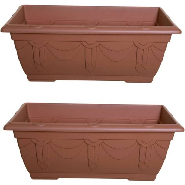 2 Terracotta Venetian Patio Trough Pot Large Plastic Planter Pot 60cm