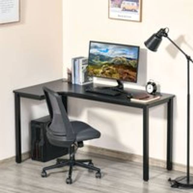 Homcom L-shaped Gaming Desk, Computer Corner Desk With Cable Management, Home Office Workstation, 145 X 81 X 76cm, Black