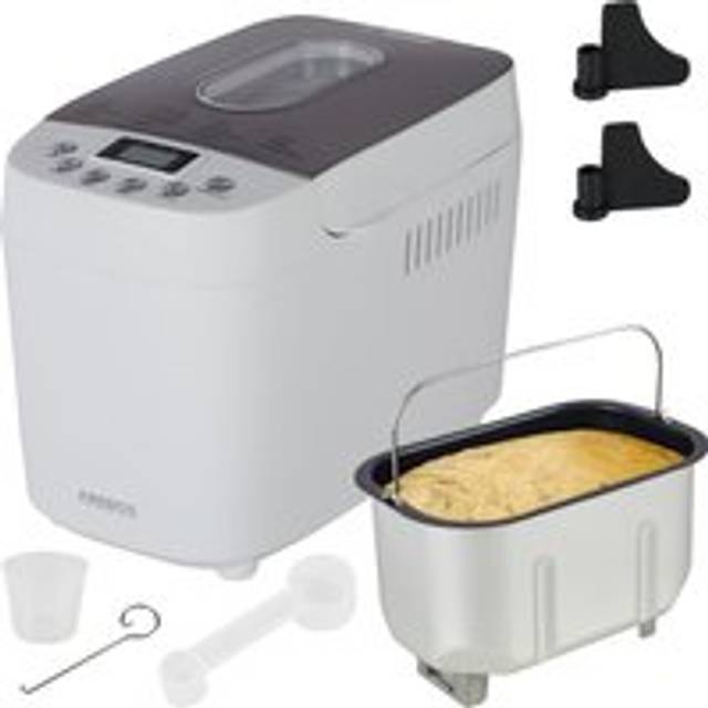 Arebos - bread maker 1500g with 15 programs 2 dough hooks timer lcd display 3 browning degrees and bread sizes 850 w White