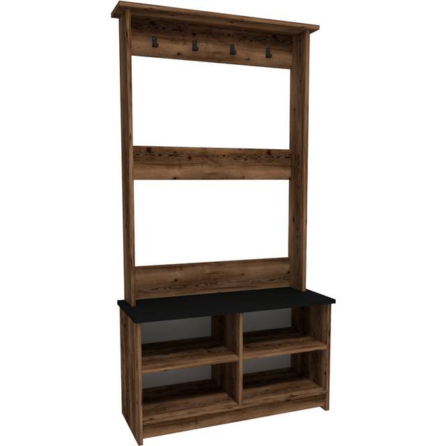 Shoe Storage Hall Tree with Lakay - Black (173.6cm H X 90cm W X 35cm D)
