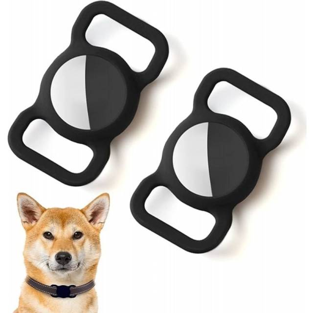 2-PACK AirTag Silikonfodral till Hundhalsband