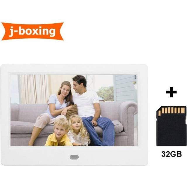 (White) 7 inch LCD digital photo frame with desk frame Calendar HD Photo Frames Electronic Album Photo Music Movie with 32GB SD Card
