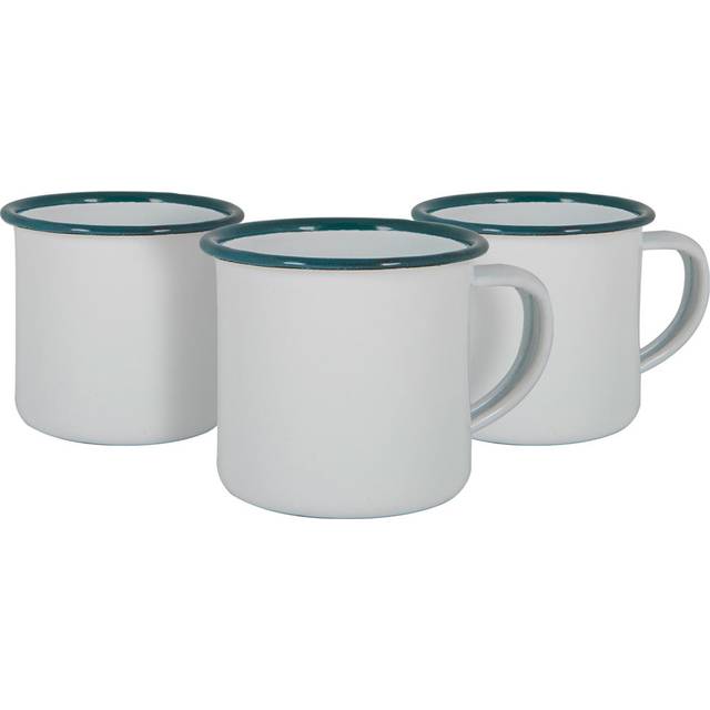 130ml White Enamel Espresso Cups - Pack of Six - Green