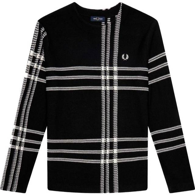 Fred Perry Mens Black Tartan Sweater Merino - Size Medium