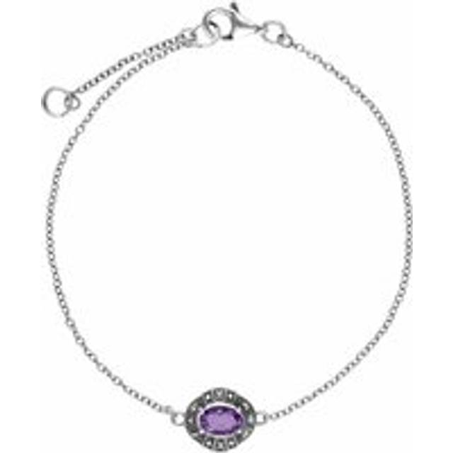 Art Deco Style Oval Amethyst & Marcasite Cluster Bracelet