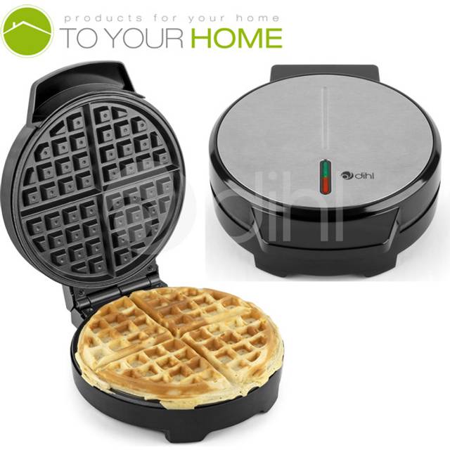 DIHL Waffle Maker Grill Non Stick Round 4 Quarters Silver - Stainless Steel - Neutral