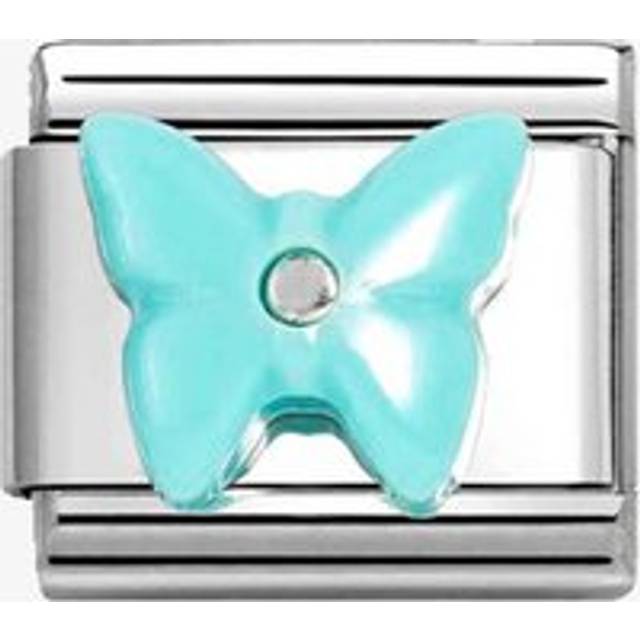Nomination Classic Silver and CZ Turquoise Resin Butterfly Animals Cha