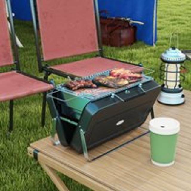 Outsunny Portable BBQ Grill with Suitcase Design for Camping Picnic Party - Black | TJ Hughes