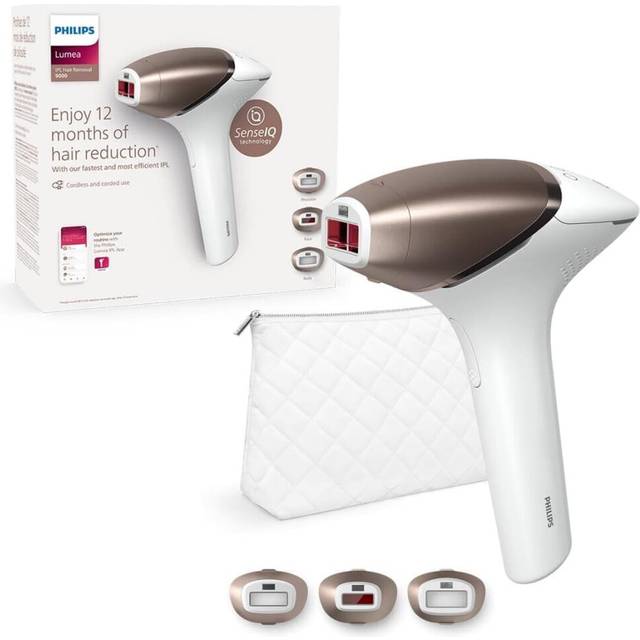 Philips Lumea IPL Hair Removal 9000 Series - Hair Removal Device with SenseIQ Technology, 3 Attachments for Body, Face, and Precision, Cordless Use