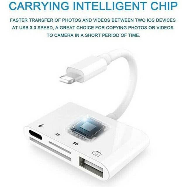 Lightning to TF SD Card Reader Camera USB OTG Adapter 4 in 1 for Iphone Ipad Pro