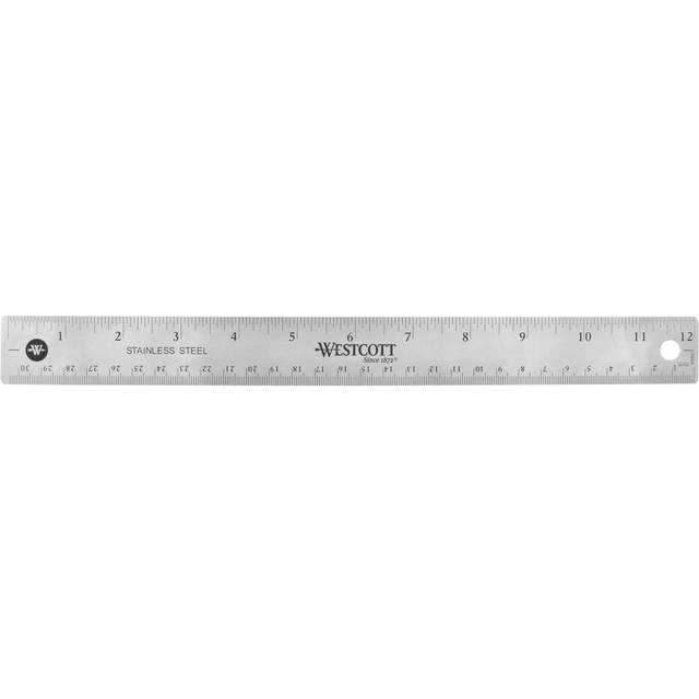 "Stainless Steel Ruler W/Non-Slip Cork Back 12""-Silver"