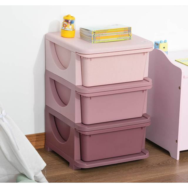 HOMCOM Kids Storage Units with Drawers Chest Dresser Tower - Pink / 37cm