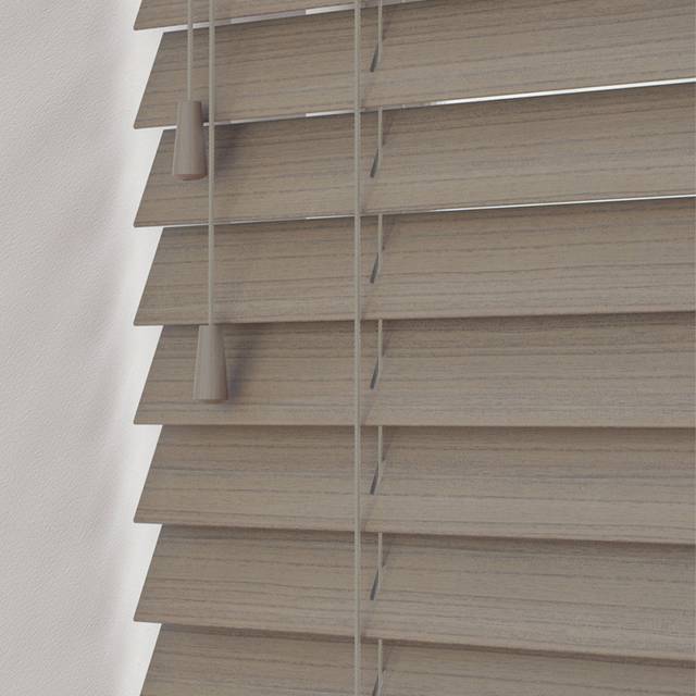 Fine Grain Faux Wood Venetian Blinds with Strings120cm Dune Faux Wood Venetian